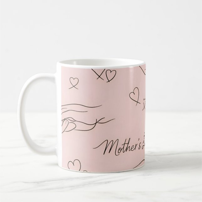 Custom Modern Line Art Mother's Day Coffee Mug (Left)