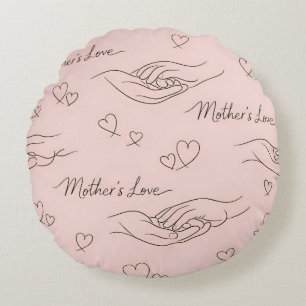 Custom Modern Line Art Mother's Day Round Cushion