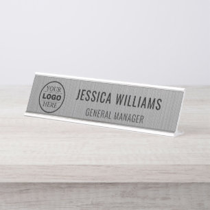 custom modern logo business branded desk name plate