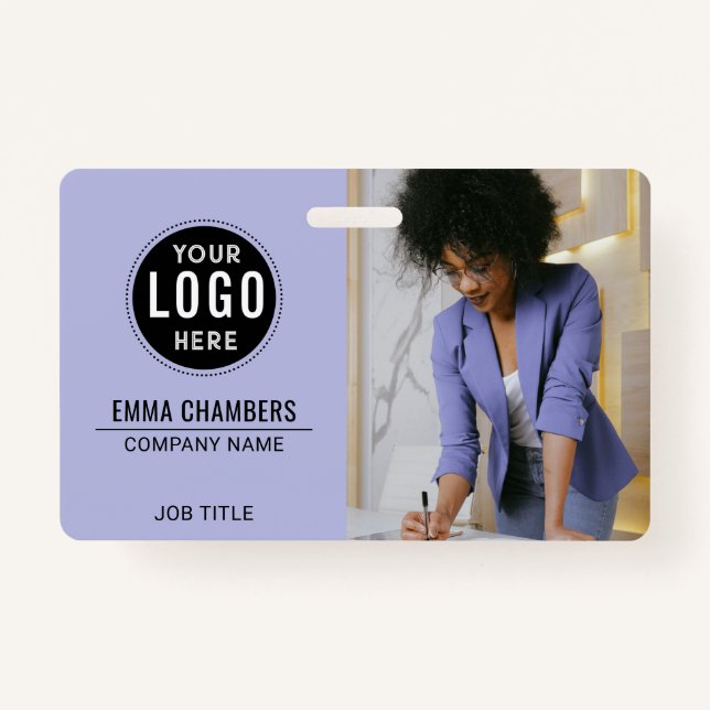 Custom Modern Logo Employee Photo Business ID Badge (Front)