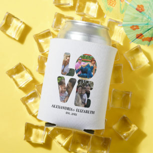 Custom modern love 4 photo collage for couples can cooler