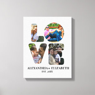 Custom modern love 4 photo collage for couples canvas print