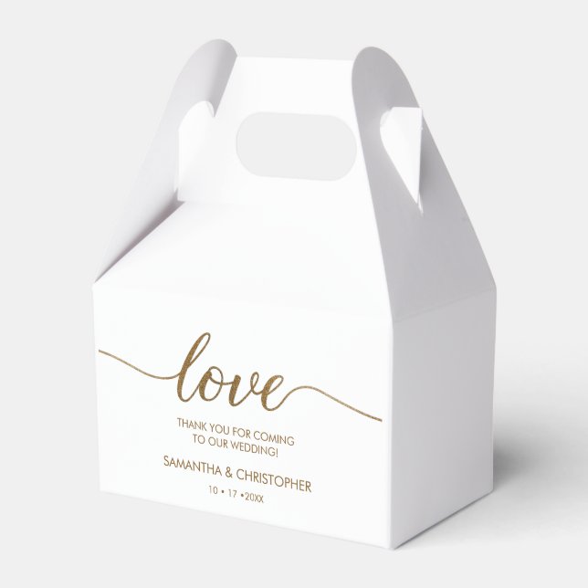 Custom Modern Love Gold Script Wedding thank you Favour Box (Front Side)