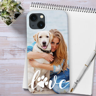 Custom Modern LOVE Pet Photo Paw Print Dog Lover Case-Mate iPhone Case