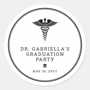 Custom Modern Medical School Doctor Graduation Classic Round Sticker