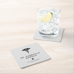 Custom Modern Medical School Doctor Graduation Square Paper Coaster