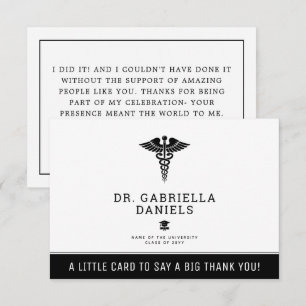 Custom Modern Medical School Doctor Graduation Thank You Card
