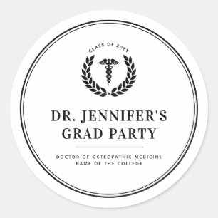 Custom Modern Medical School Graduation Classic Round Sticker