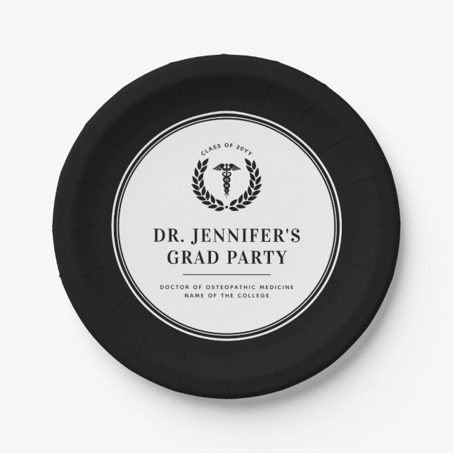 Custom Modern Medical School Graduation Paper Plate (Front)