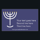 Custom Modern Menorah White Navy Gold Graphic Rectangular Sticker<br><div class="desc">Modern Menorah White Navy Gold Graphic Sticker. Navy,  White,  Gold. Transferable and customisable.</div>