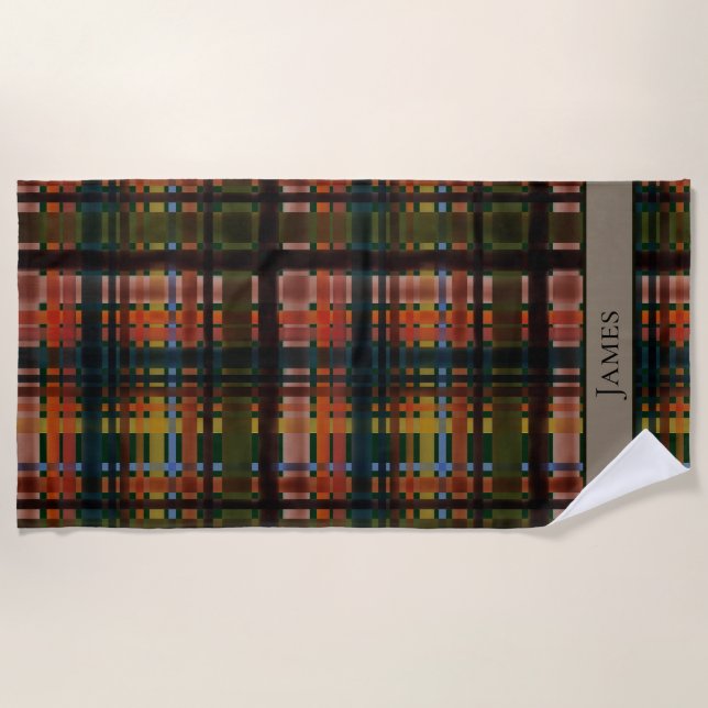 CUSTOM Modern Midcentury Madras Beach Towel (Front)