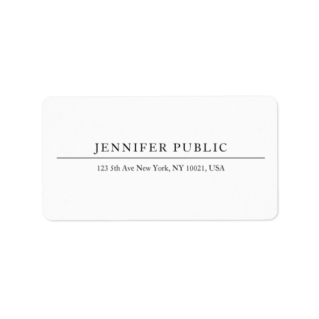 Custom Modern Minimal Elegant Professional Simple Label (Front)
