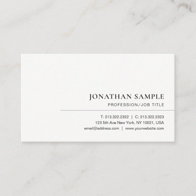 Custom Modern Minimal Elegant Professional Unique Business Card (Front)