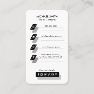 Custom Modern Minimal Logo Social Media Icons Chic Business Card