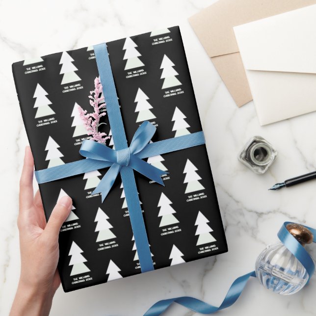 Custom Modern Minimalist Black and White Christmas Wrapping Paper (Gifting)