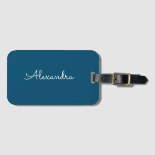 Custom Modern Minimalist Blue and White Luggage Tag