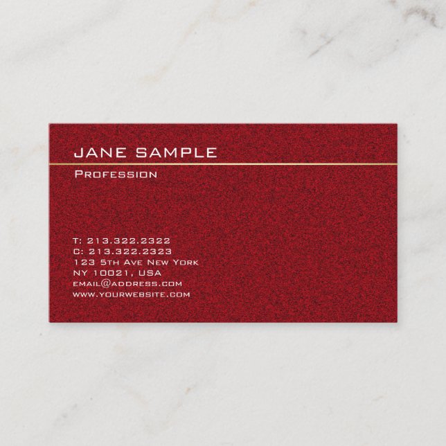 Custom Modern Minimalist Elegant Dark Red Colour Business Card (Front)