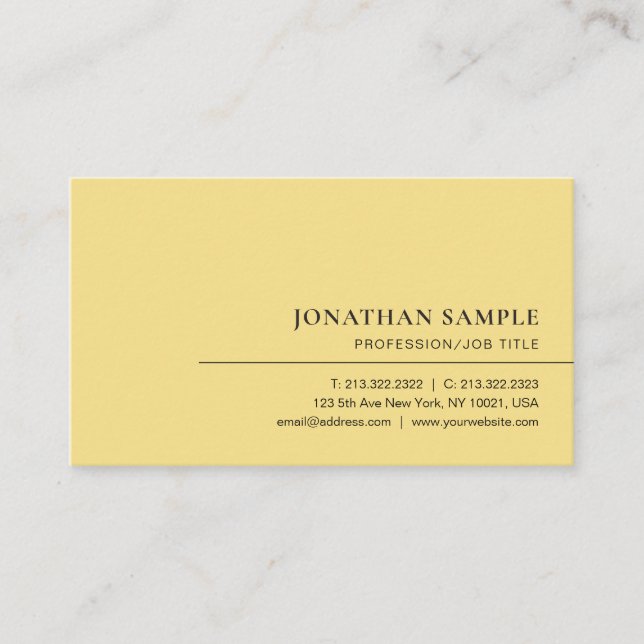 Custom Modern Minimalist Elegant Professional Gold Business Card (Front)