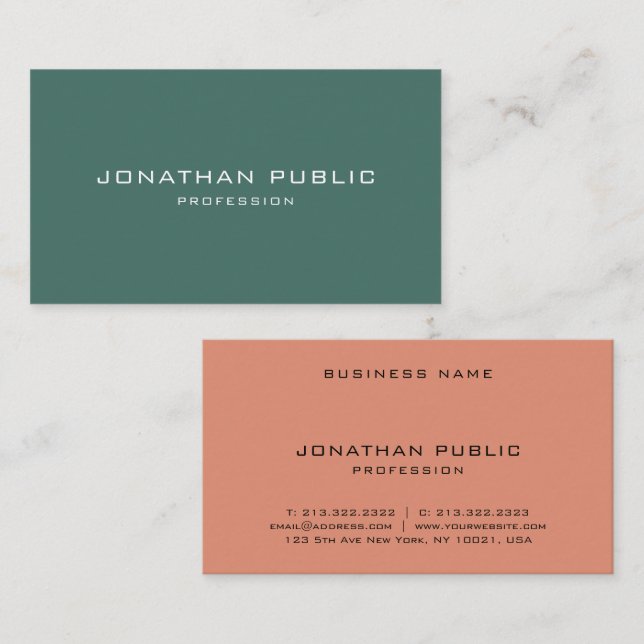 Custom Modern Minimalist Elegant Template Simple Business Card (Front/Back)