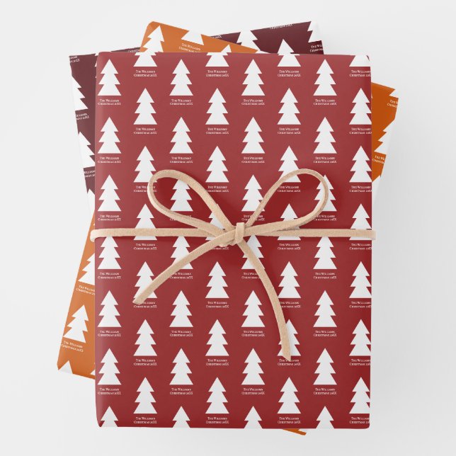 Custom Modern Minimalist Geometric Christmas tree Wrapping Paper Sheet (In situ)