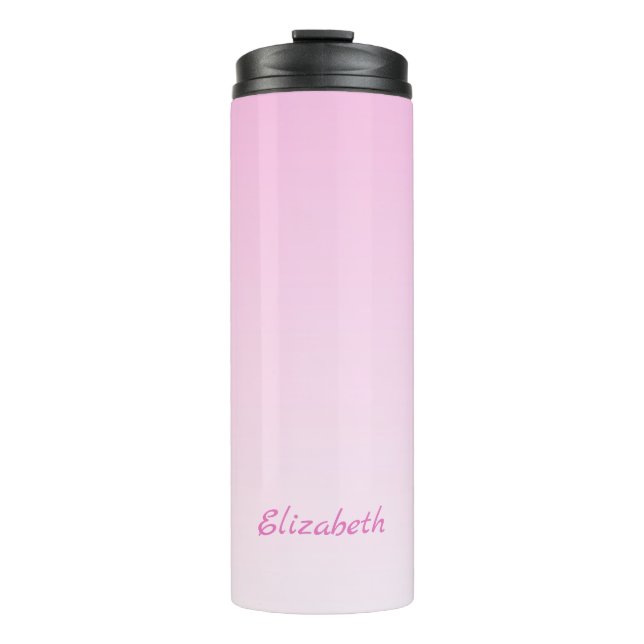Custom Modern Minimalist Gradient Pink Ombre Thermal Tumbler (Front)
