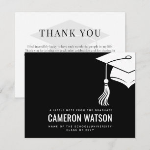 Custom Modern Minimalist Hat and Tassel Graduation Thank You Card