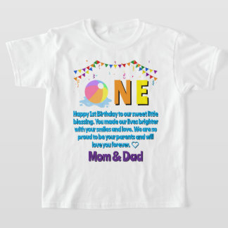 Custom Modern Minimalist Pool Party First Birthday T-Shirt