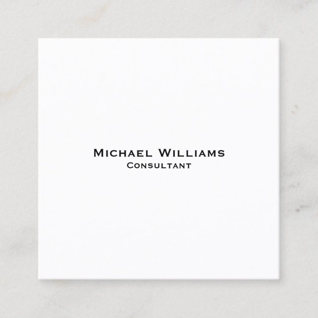 Custom Modern Minimalist Professional Simple White Square Business Card (Front)