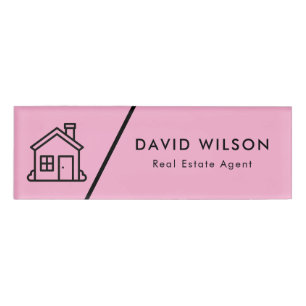 Custom Modern Minimalist Real Estate Agent  Name Tag