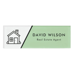 Custom Modern Minimalist Real Estate Agent  Name Tag