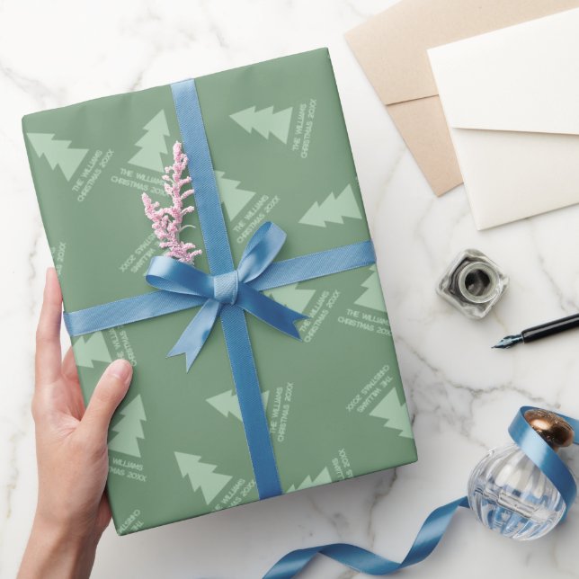 Custom Modern Minimalist Sage Green Christmas Wrapping Paper (Gifting)