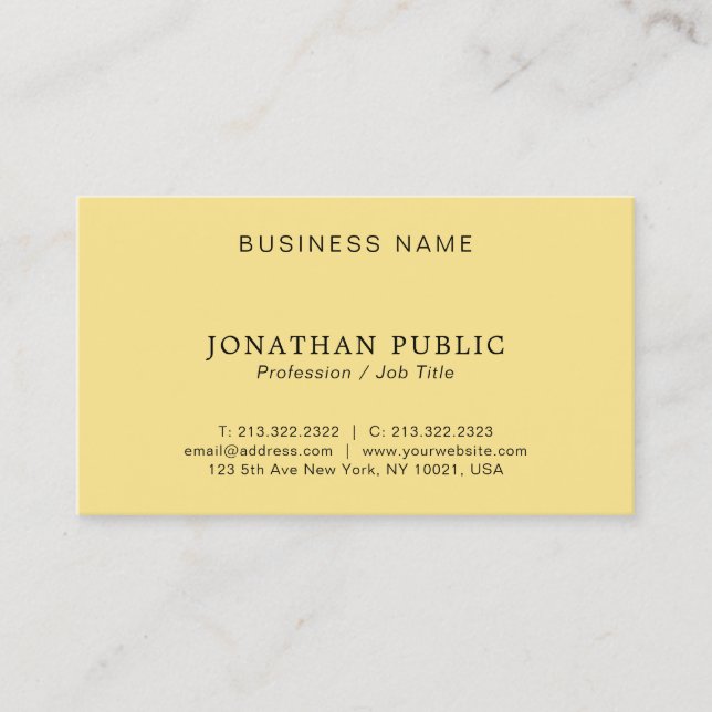 Custom Modern Minimalist Stylish White & Gold Business Card (Front)