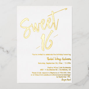 Custom Modern Minimalist Sweet 16 Birthday Gold