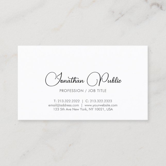 Custom Modern Minimalist Template Typography Business Card (Front)