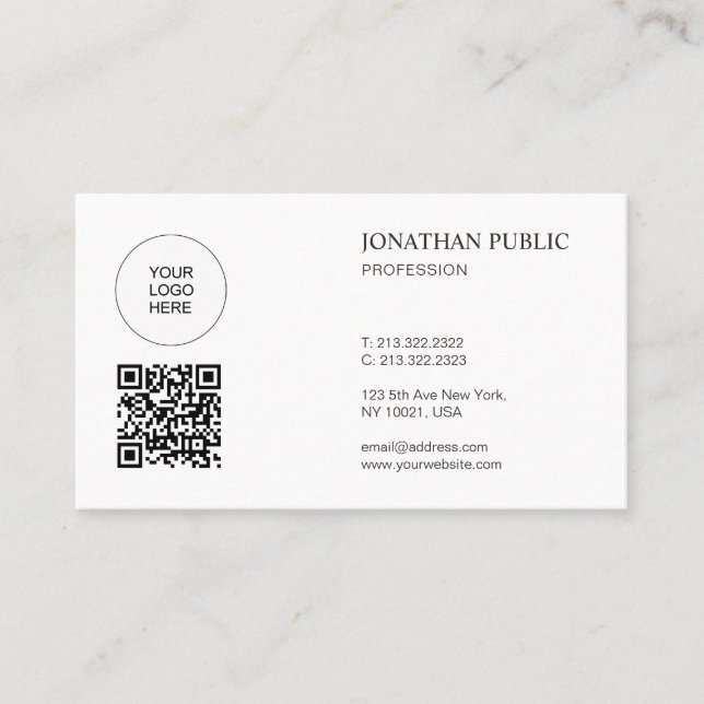 Custom Modern Minimalist With Logo And QR Code Business Card (Front)