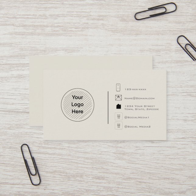 Custom Modern Minimalist Your Logo Create Your Own Business Card (Front/Back In Situ)