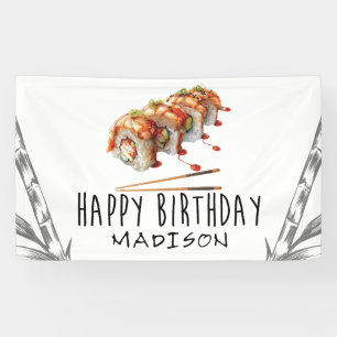 Custom Modern Minimalistic Sushi Adult Birthday Banner