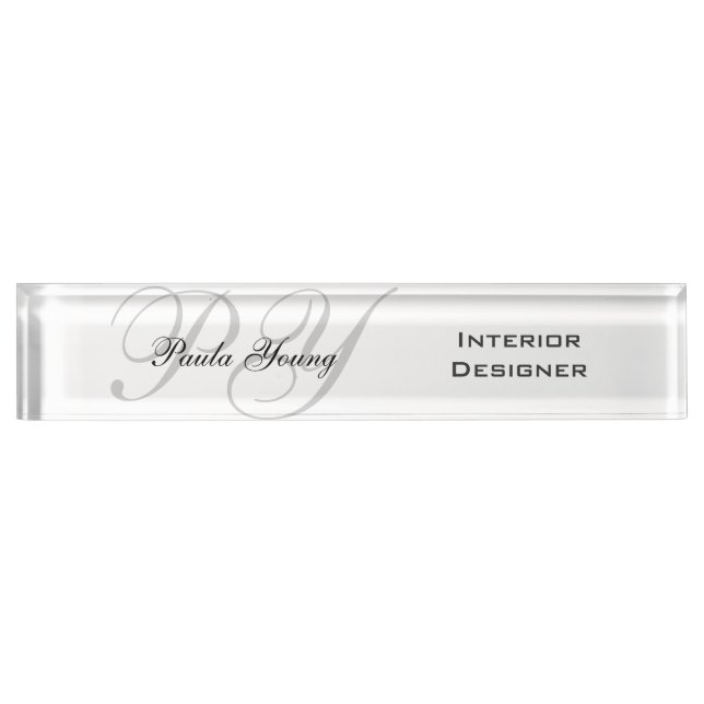 Custom Modern Monogram 2 (W) Nameplate (Front)
