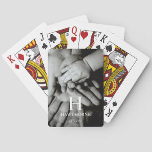 Custom Modern Monogram Full Photo Playing Cards