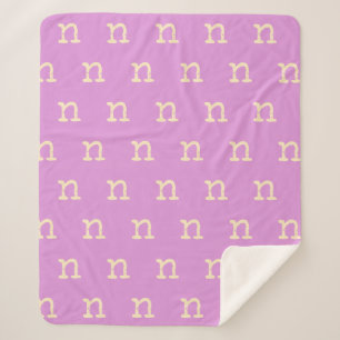 Custom Modern Monogram Initial Typewriter Pink Sherpa Blanket