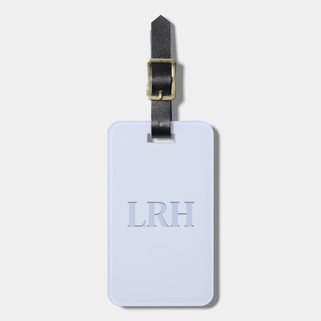 Custom Modern Monogram Simple Initial Blue Luggage Tag (Front Vertical)