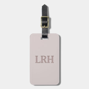 Custom Modern Monogram Simple Initial Neutral Tan Luggage Tag
