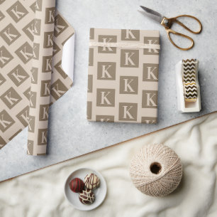 Custom Modern Monogrammed Neutral Shade Wrapping Paper