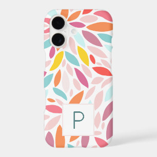 Custom Modern Mosaic Monogram Teal Pink