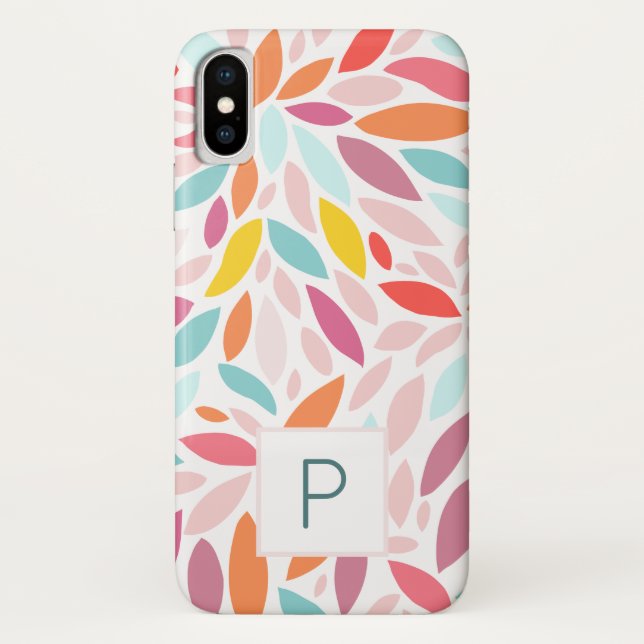 Custom Modern Mosaic Monogram Teal Pink Case-Mate iPhone Case (Back)
