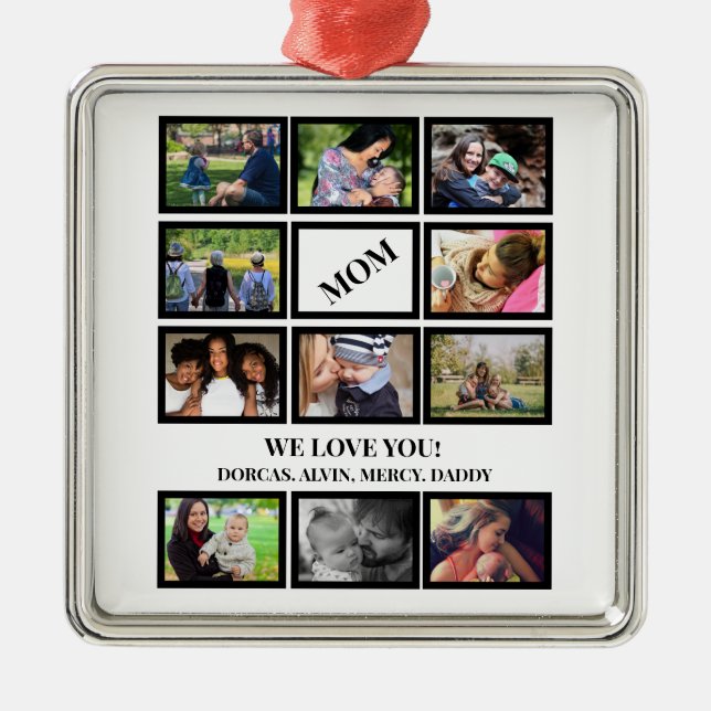 Custom Modern Mum Mothers Day 11 Photo Collage  Metal Tree Decoration (Front)