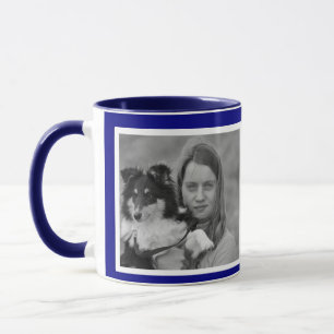 Custom Modern Navy blue  2 photo collage Mug