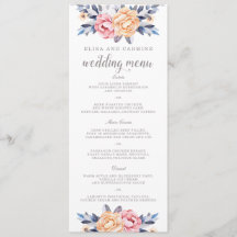 Custom Modern Peonies Floral Wedding Menu