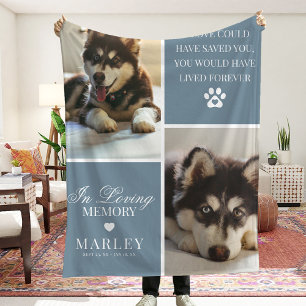 Custom Modern Pet Memorial Photo Fleece Blanket