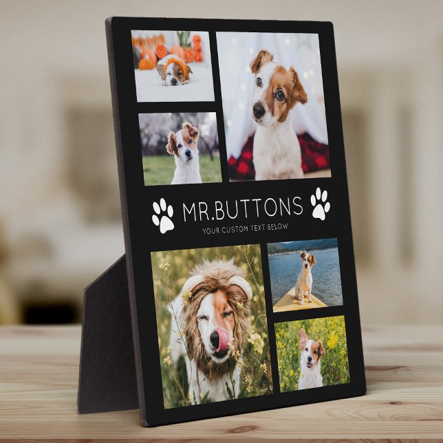 Custom Modern Pet Name Photo Collage Dog Cat Lover Plaque (Creator Uploaded)